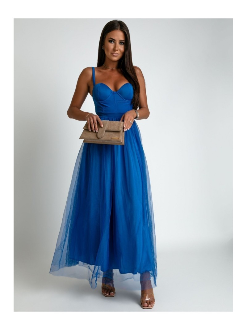 Cornflower blue dress with tulle skirt AZR666